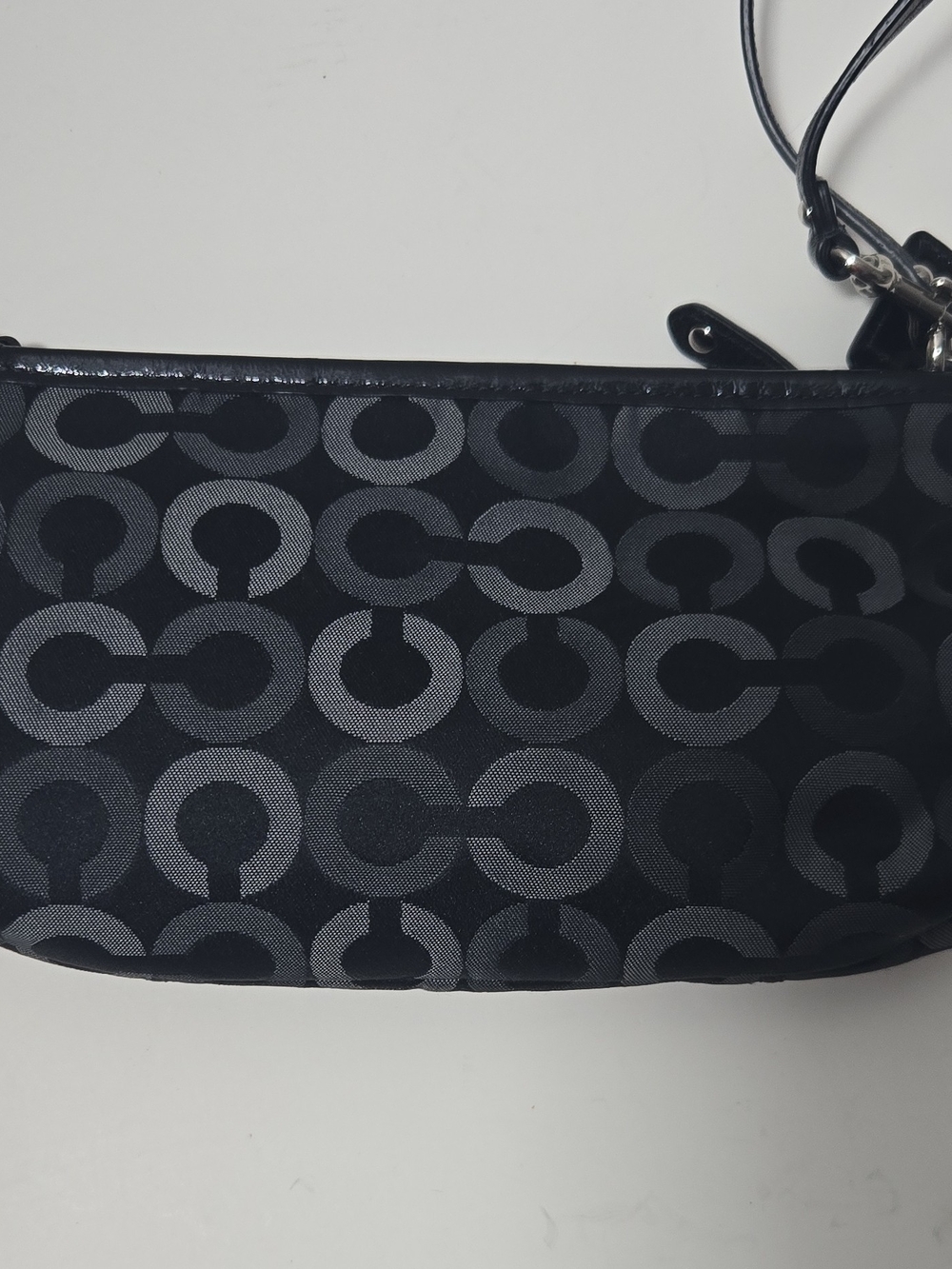Coach Black Signature Wristlet with Silver Hardware - Picture 4 of 5